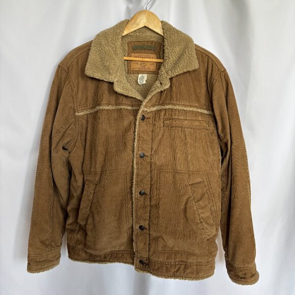 Aeropostale Men's 90s Tan Corduroy Sherpa Lined Jacket Y2K Size Large EUC - Picture 1 of 11